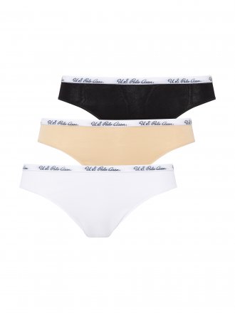 U.S.POLO ASSN klasické kalhotky 66288 3PACK bílá, černá, tělová